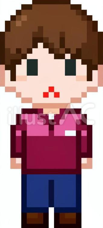 ドット絵の赤服の男性従業員です。 ドット絵,制服,シンプルのイラスト素材