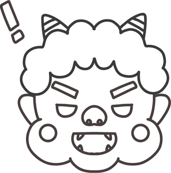 ひらめいた表情の赤鬼の顔の線画イラスト ひらめいた表情の赤鬼の顔の線画イラスト 赤鬼,節分,顔,ひらめき,すっきり,解決,!,線画,白黒,塗り絵のイラスト素材