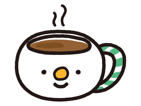 ホットドリンクが入った雪だるまマグ_緑 雪だるま,だるま,カップ,コップ,マグカップ,ドリンク,飲み物,緑,ホットコーヒー,コーヒーのイラスト素材