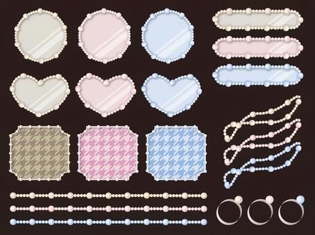 Pearl point frame, JPG and PNG Pearl point frame, pearl, akoyako, valuables, JPG and PNG