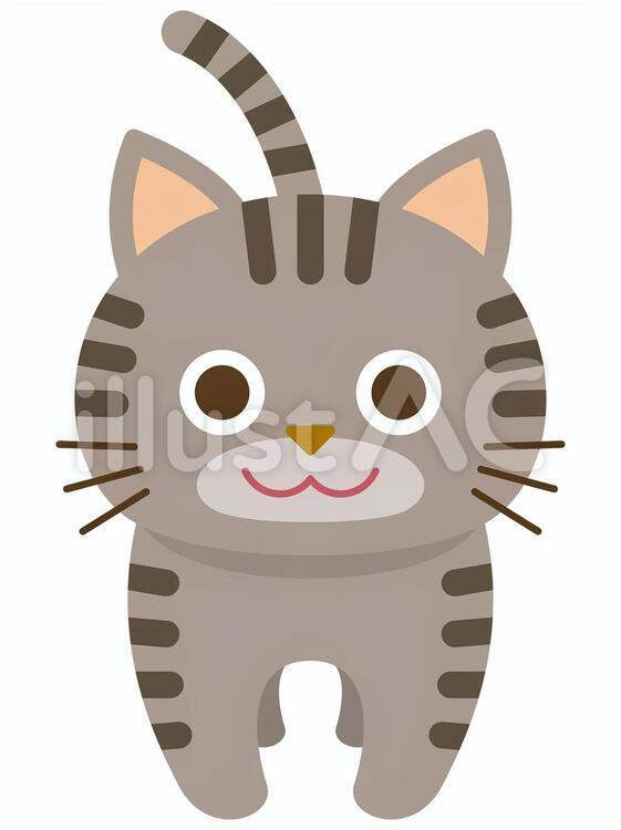 ねこ-07（サバトラ） 猫,日本猫,和猫のイラスト素材