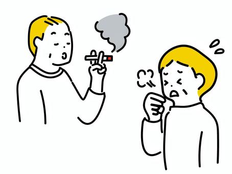 受動喫煙のイメージのイラスト 受動喫煙,タバコ,煙,咳,むせる,せき込む,ニコチン,健康,嫌がる,迷惑のイラスト素材