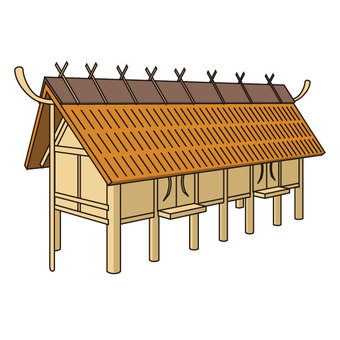 独立棟持柱建物 弥生時代,独立棟持柱建物,柱,屋根,構造物,遺跡,歴史,考古学,文化,暮らしのイラスト素材