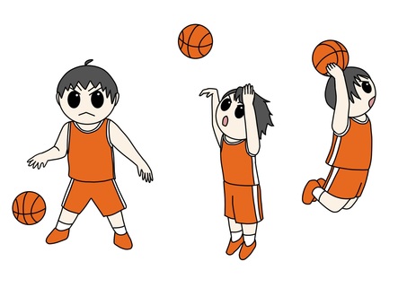 男子バスケ1 バスケットボール,ドリブル,シュート,パス,ジャンプ,ボール,男子,スポーツのイラスト素材