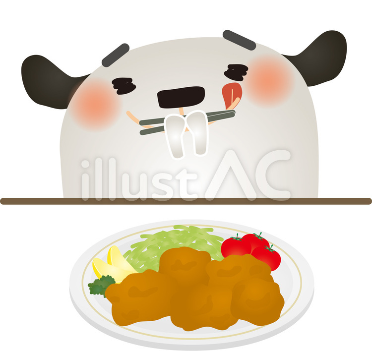 dw127 犬,唐揚げ,鶏のから揚げのイラスト素材