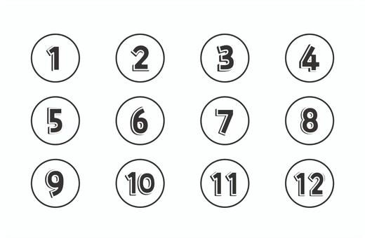 黒い数字セット 黒い数字セット 数字,セット,番号,丸,アイコン,12カ月,1年,黒,並び,順番のイラスト素材