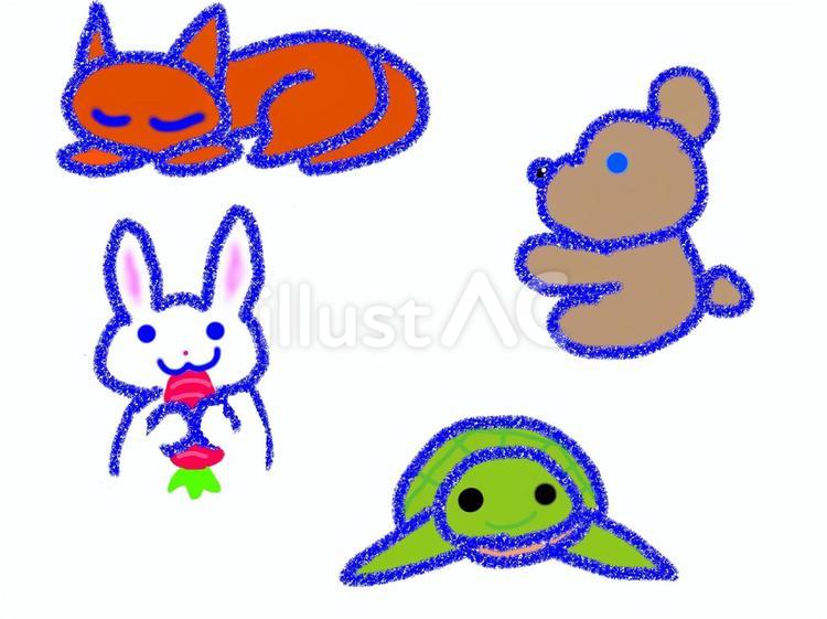 動物たち きつね,熊,うさぎのイラスト素材