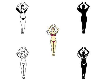 サンバ サンバ,セット,人,人物,女性,ダンサー,美人,天使,踊り,躍動のイラスト素材