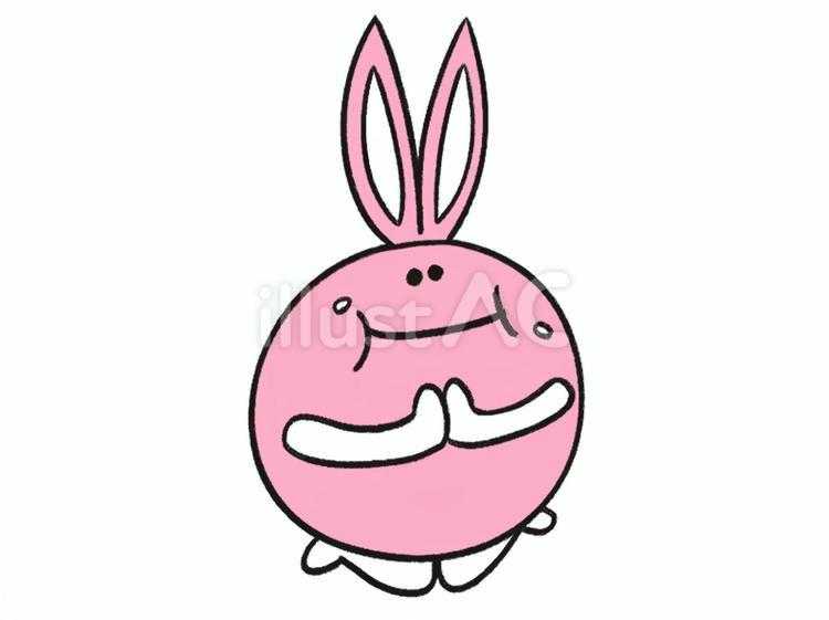 おにぎりを食べ終わったウサギのイラスト 動物,生き物,ウサギのイラスト素材
