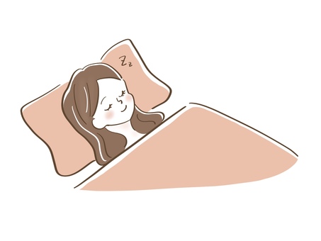 睡眠中の女性 睡眠中の女性 女の子,女性,人物,ゆるい,手書き,挿絵,睡眠,ベッド,ぐっすり,寝るのイラスト素材