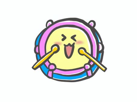 たのしいがっき♪の太鼓(たいこ) 太鼓,楽器,音楽,ドラム,楽しい,カラフル,手描き,ポップのイラスト素材