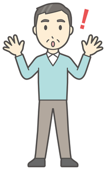 ニット中年男性-199-全身  ニット中年男性-199-全身 気づく,おじさん,男性,中年,お父さん,パパ,シニア,ミドルエイジ,人物,かわいいのイラスト素材