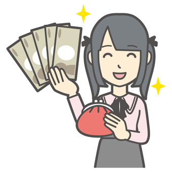  地雷系女子-208-バスト 財布,地雷系,女性,女の子,ツインテール,人物,かわいい,収入,給料,ボーナスのイラスト素材