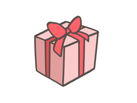 クリスマスプレゼント　ピンク プレゼント,クリスマス,ギフト,贈り物,ボックス,リボン,ピンク,シンプル,ラッピング,誕生日のイラスト素材