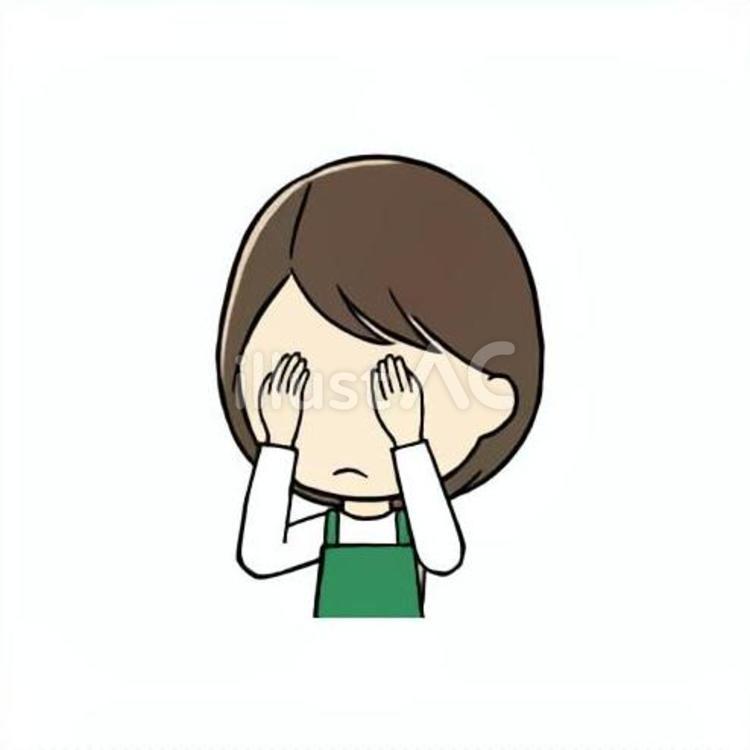 目を覆う中年女性 目,覆う,隠すのイラスト素材