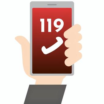 119番 119番 119番,救急,電話,スマホ,災害,火事,火災,通報,緊急,事故のイラスト素材