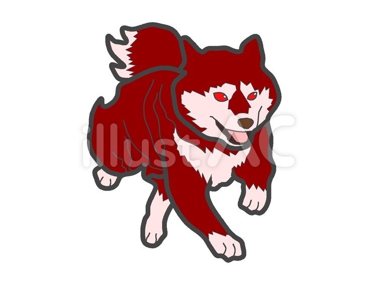 赤色の犬型モンスターアイコン 犬,モンスター,魔物のイラスト素材