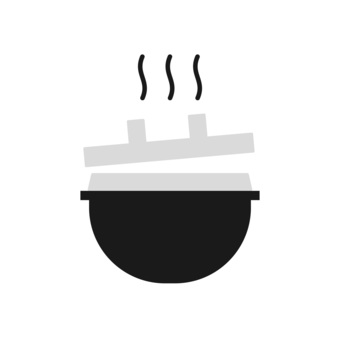 釜の米が炊き上がったイラスト 釜,新米,お米,白米,ご飯,炊きたて,湯気,炊飯,秋,秋の味覚のイラスト素材