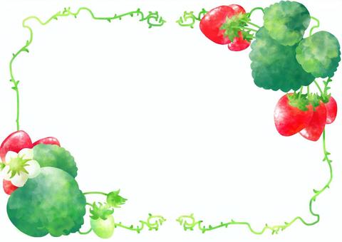 Strawberry frame, strawberry, fruit, watercolor style, JPG and PNG