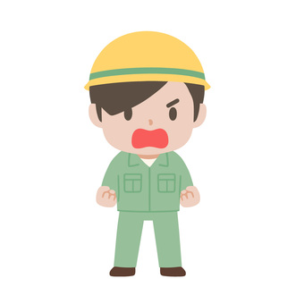 気合を入れる作業員 作業員,気合,モチベーション,元気,力強い,決意,表情,作業服,ヘルメット,労働のイラスト素材