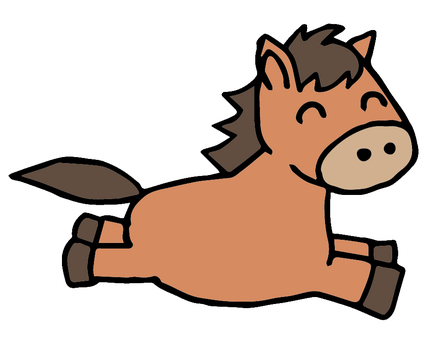 走る馬 馬,動物,シンプル,かわいい,白背景,全身,カラー,哺乳類,草食動物,家畜のイラスト素材