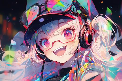 Illustration, girl, musics, joyful, 