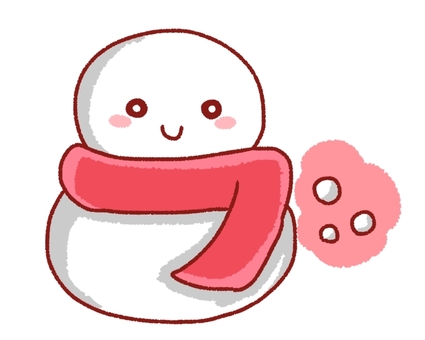 Illustration, snowman, scarf, red, 