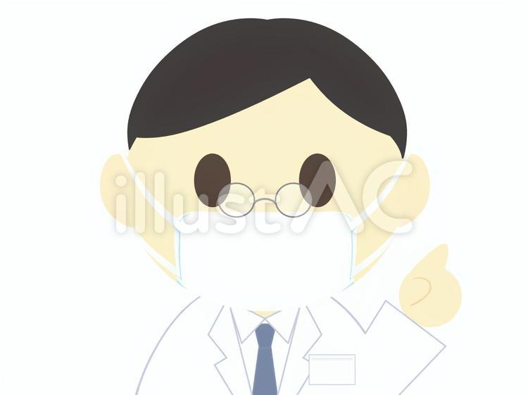 白衣の男性・医師・先生（マスク） 医師,医者,お医者さんのイラスト素材