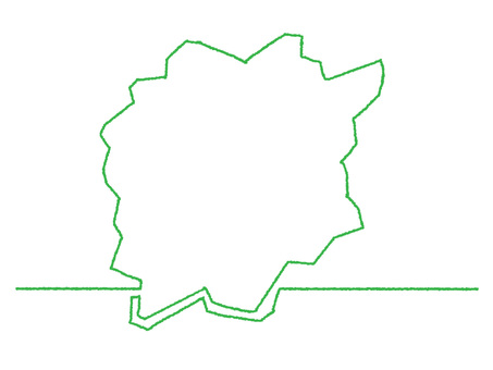 岡山の一筆書き 岡山,地図,一筆,線画,手描き,挿絵,ワンポイント,素材,商用可,無料のイラスト素材