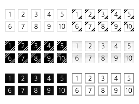 Number design 6 types set, JPG, PNG and AI Number design 6 types set, digital, font, black and white, JPG, PNG and AI