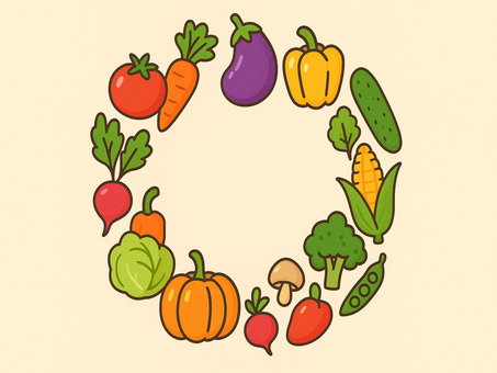 野菜でできた円形のフレーム