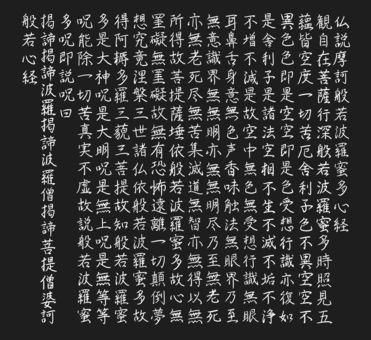 般若心経（黒地に白） 般若心経,筆文字,背景,壁紙,モノクロ,白黒,漢字,手書き,仏教,経典のイラスト素材