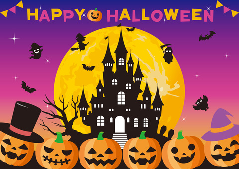 ハロウィンの背景07_25 ハロウィン,背景,ポストカード,壁紙,イラスト,かわいい,シンプル,秋,10月,カボチャのイラスト素材