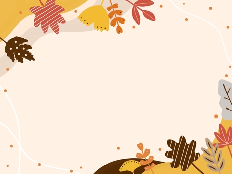 秋の葉っぱフレーム 秋,紅葉,落ち葉,葉っぱ,フレーム,背景,枠,自然,季節,ナチュラルのイラスト素材