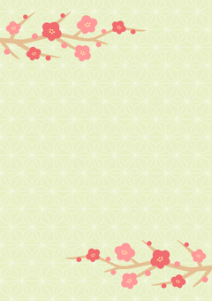 梅と和柄背景、正月の背景イラスト04 正月,和柄,背景,お正月,梅,花,和風,フレーム,初売り,枠のイラスト素材