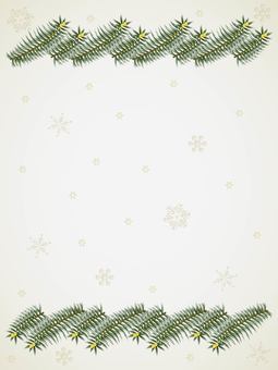 もみの木・雪の結晶-縦-２ もみの木,クリスマス,雪の結晶,12月,冬,枝,フレーム,カード,季節,自然のイラスト素材