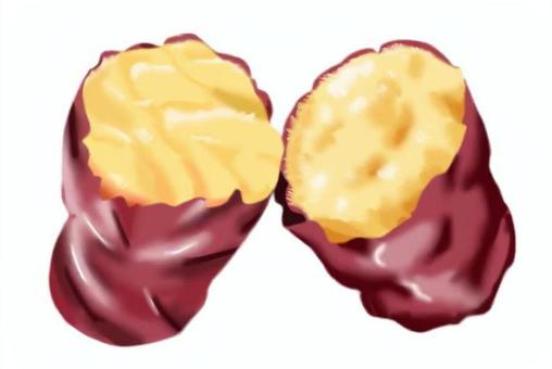 秋の味覚　サツマイモのイラスト　焼き芋 さつまいも,根菜,焼く,秋,食べ物,おやつ,スイーツ,おかず,食品,野菜のイラスト素材