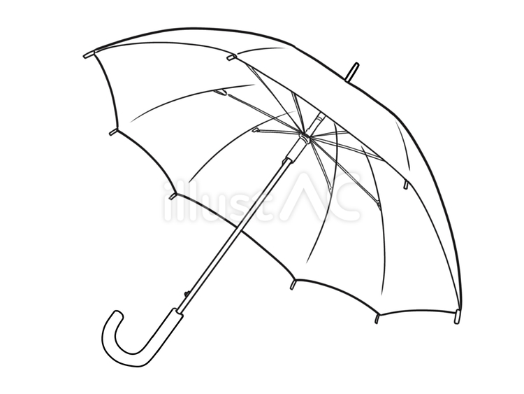 傘の線画 傘,線画,白黒のイラスト素材