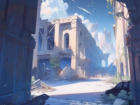 Illustration, ruins, street, devastation, 