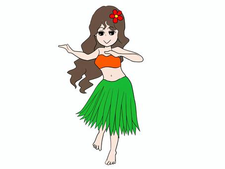 フラダンス 踊る,女,女子,フラダンサー,踊り,ダンス,ダンサー,腰を振る,長髪,女性のイラスト素材