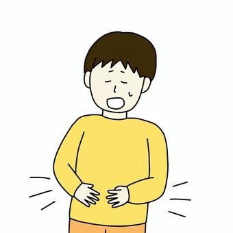 満腹の男性(苦しい) 男性,人物,シンプル,満腹,困り顔,食後のイラスト素材