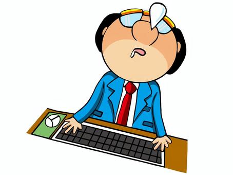 仕事中居眠りをするおじさん 仕事中居眠りをするおじさん おじさん,仕事中,パソコン,キーボード,マウス,部長,課長,50代,40代,係長のイラスト素材