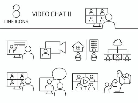 Video chat icon set, chat de vídeo, reunión en línea, clase en línea, JPG and PNG