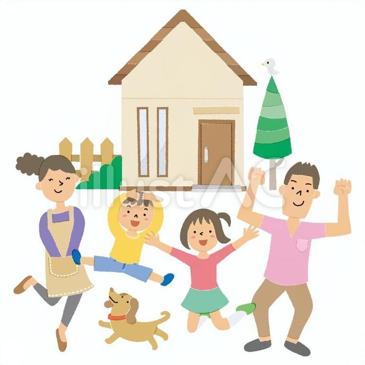 マイホームと家族 家族,ファミリー,親子のイラスト素材