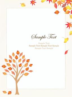 秋、紅葉のフレーム、背景27 秋,木,紅葉,フレーム,背景,葉,葉っぱ,水彩,手描き,街路樹のイラスト素材