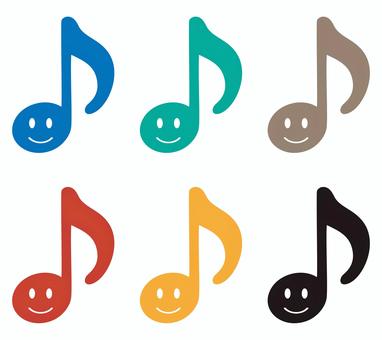 笑顔の音符アイコン 6色セット 笑顔の音符アイコン 6色セット 音符,キャラクター,メロディ,表情,顔,音楽,楽しい,かわいい,八分音符,笑顔のイラスト素材
