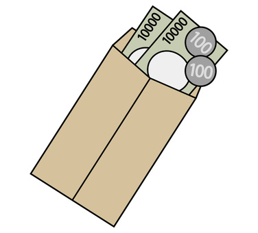 お金 お金,封筒,月謝,給料,お小遣い,お駄賃,コイン,硬貨,お札,謝礼のイラスト素材