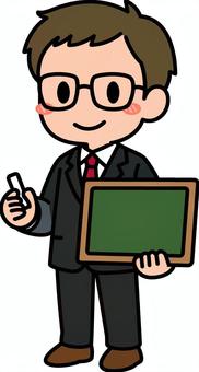 黒の男性の先生です。 授業,先生,シンプル,教師,黒板,学び,勉強,指導,学習,説明のイラスト素材