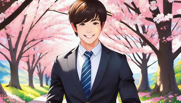 New member of society and cherry blossoms, cherry blossoms, new people, new employee, JPG