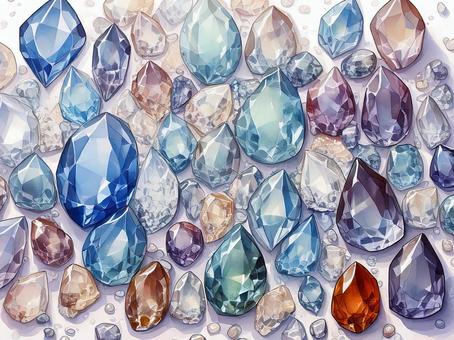 様々な色の宝石のルースの背景イラスト